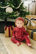 Mebie Baby Red Plaid Bamboo Zipper Baby Sleeper Up To 18 Months - 
