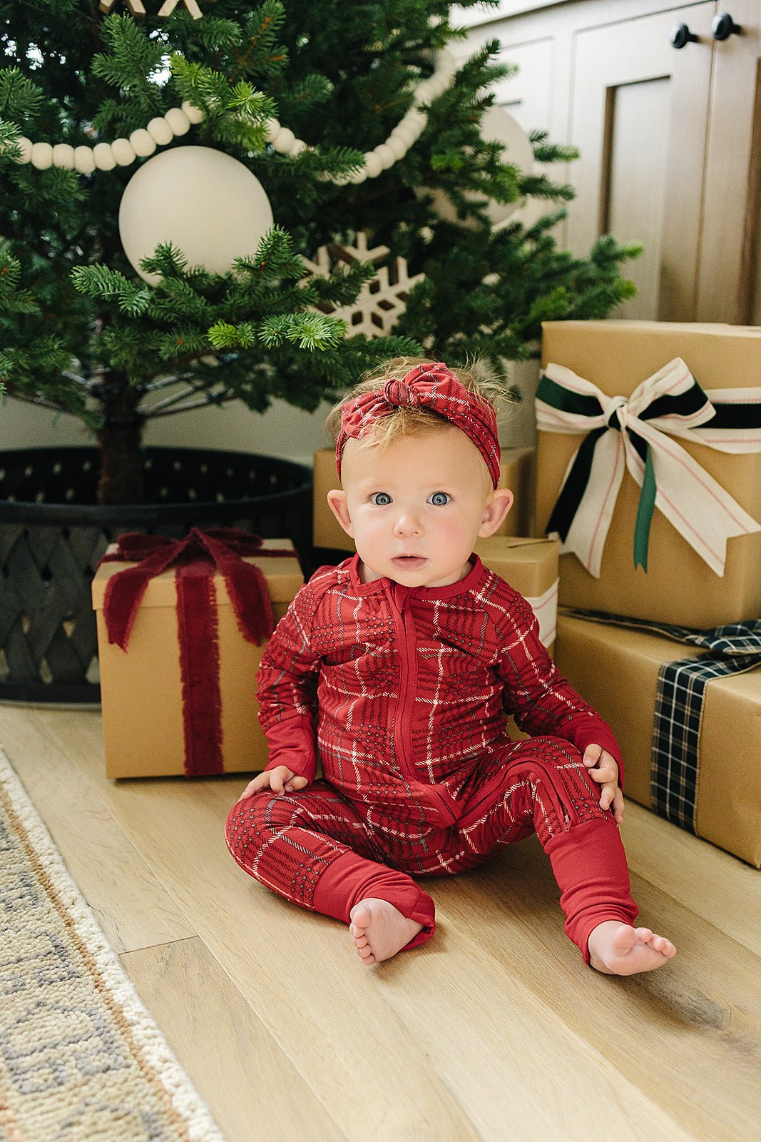 Mebie Baby Red Plaid Bamboo Zipper Baby Sleeper Up To 18 Months - 
