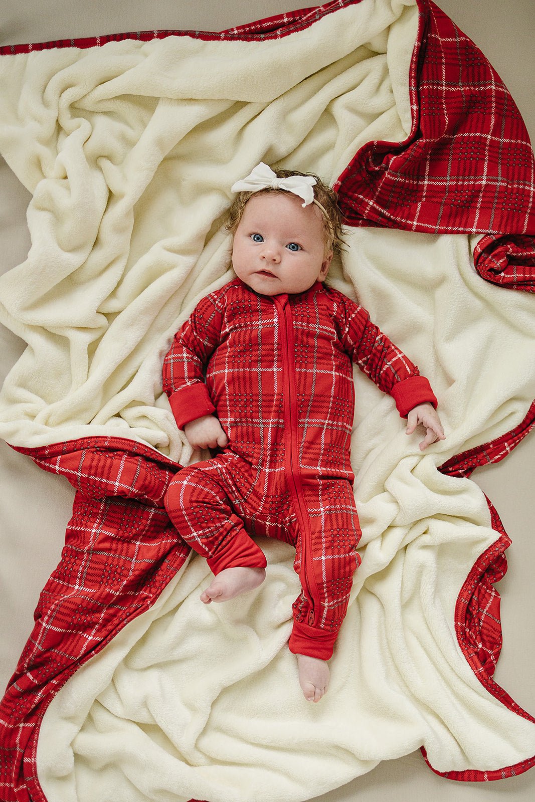 Mebie Baby Red Plaid Bamboo Zipper Baby Sleeper Up To 18 Months - 