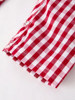 Rylee Faith Designs Red Plaid Smocked Church Christ Bishop Christening Baby Boys Romper - Everetts Place Boutique - 