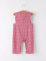 Rylee Faith Designs Red Plaid Smocked Church Christ Bishop Christening Baby Boys Romper - Everetts Place Boutique - 