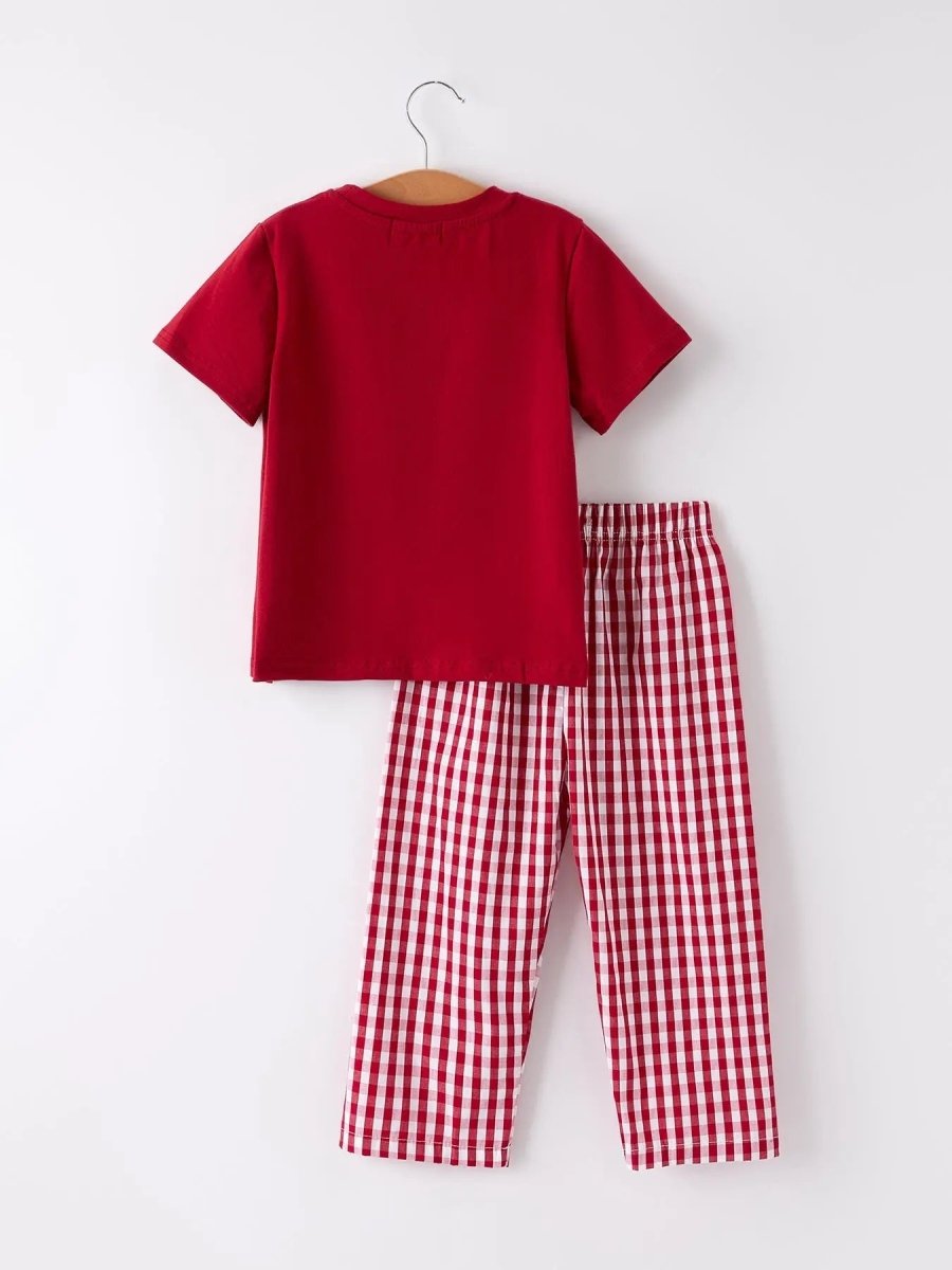 Rylee Faith Designs Red Plaid Smocked Church Christ Bishop Christening Boys Set - Everetts Place Boutique - 