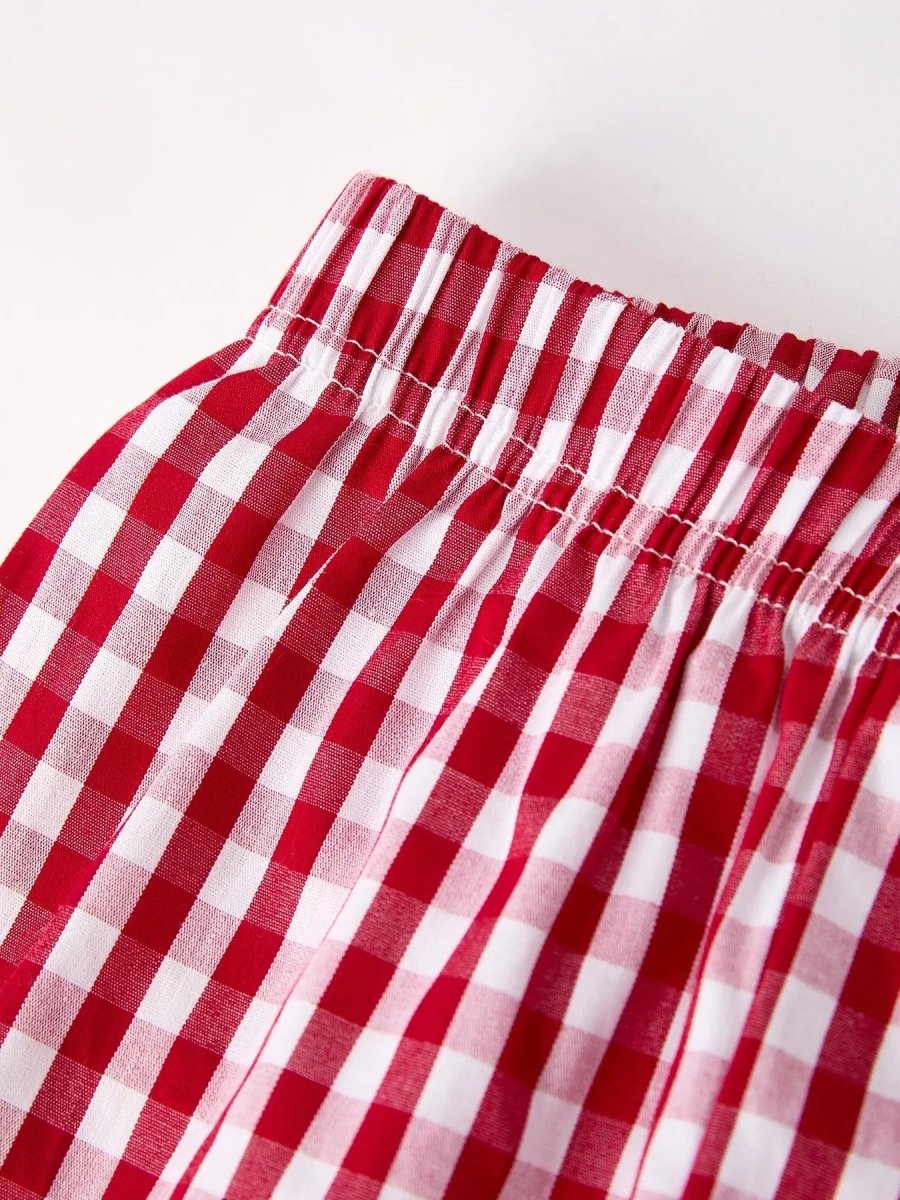 Rylee Faith Designs Red Plaid Smocked Church Christ Bishop Christening Boys Set - Everetts Place Boutique - 