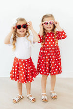 Mila & Rose ® Red Polka Dots 3/4 Sleeve Pocket Twirl Dress - 