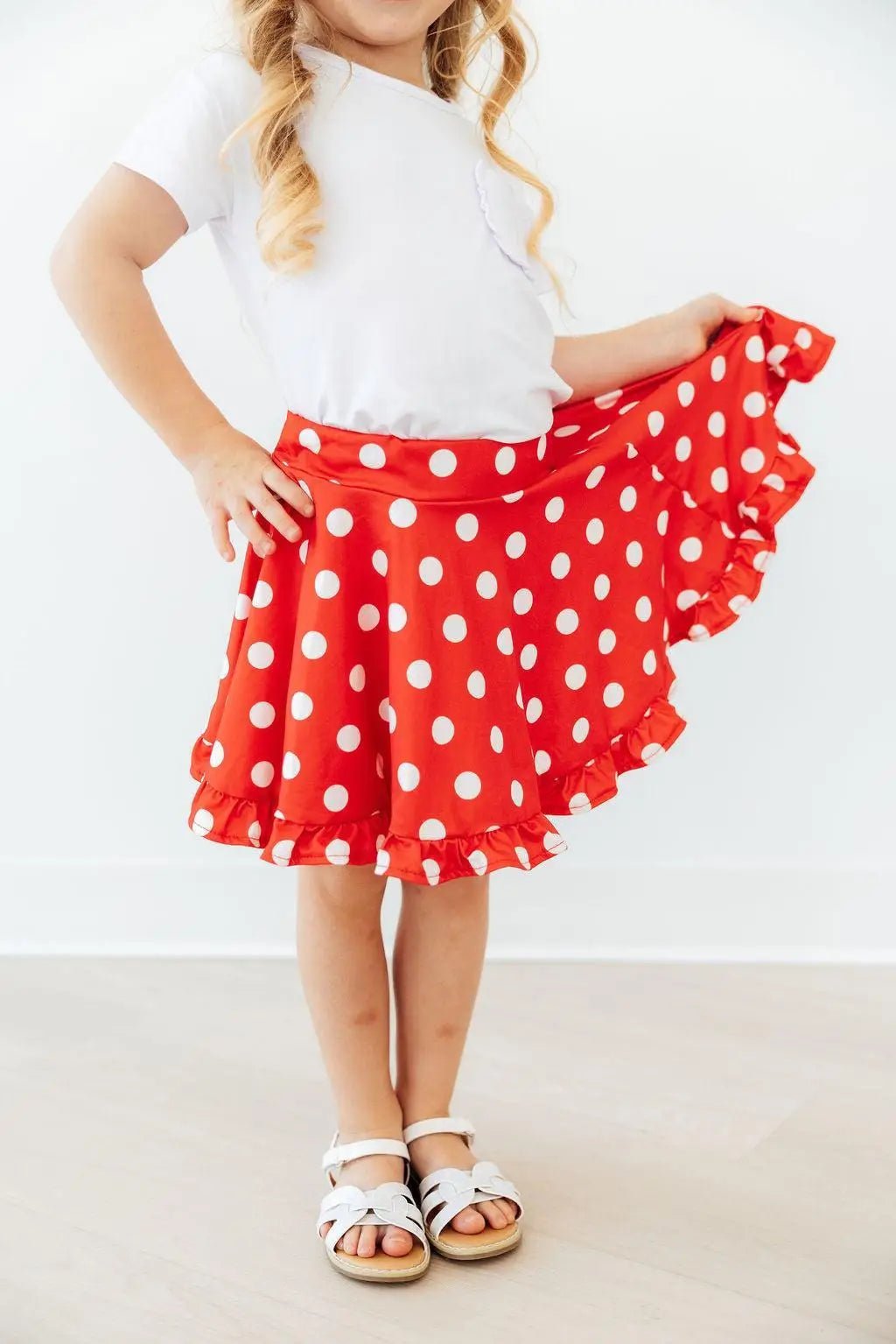 Red Polka Dots Ruffle Twirl Skort - Pink, Baby & Toddler Clothing, Child, Polka dot, Blond | Everetts Place