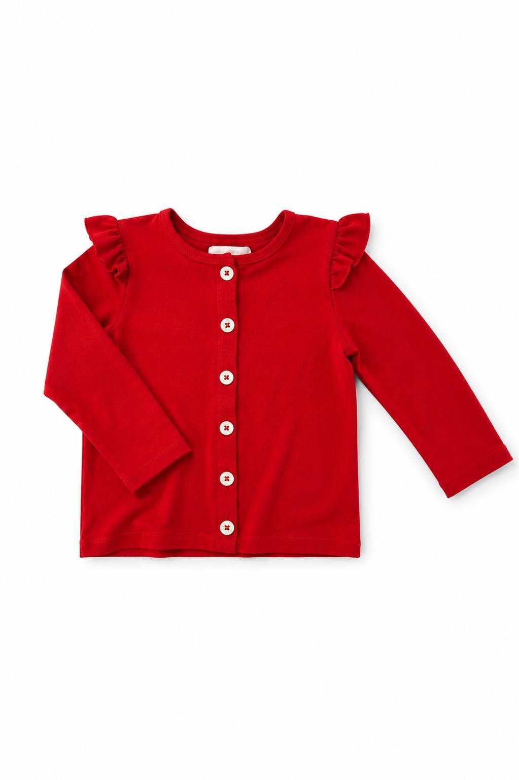Red Ruffle Cardigan - Red, Button, Baby & Toddler Clothing, Sweater, Child | Everetts Place