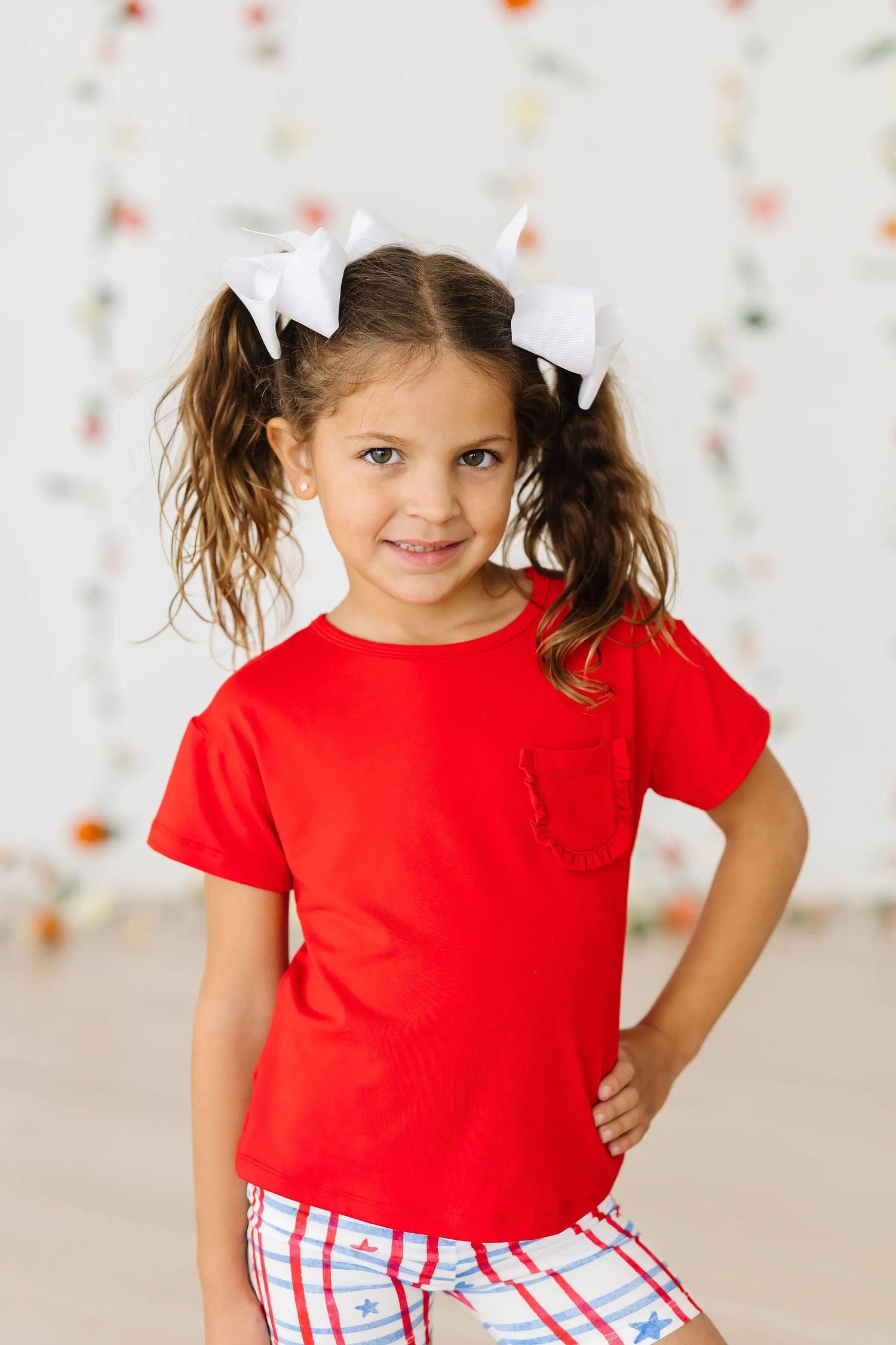 Mila & Rose ® Red Ruffle Pocket Tee - 