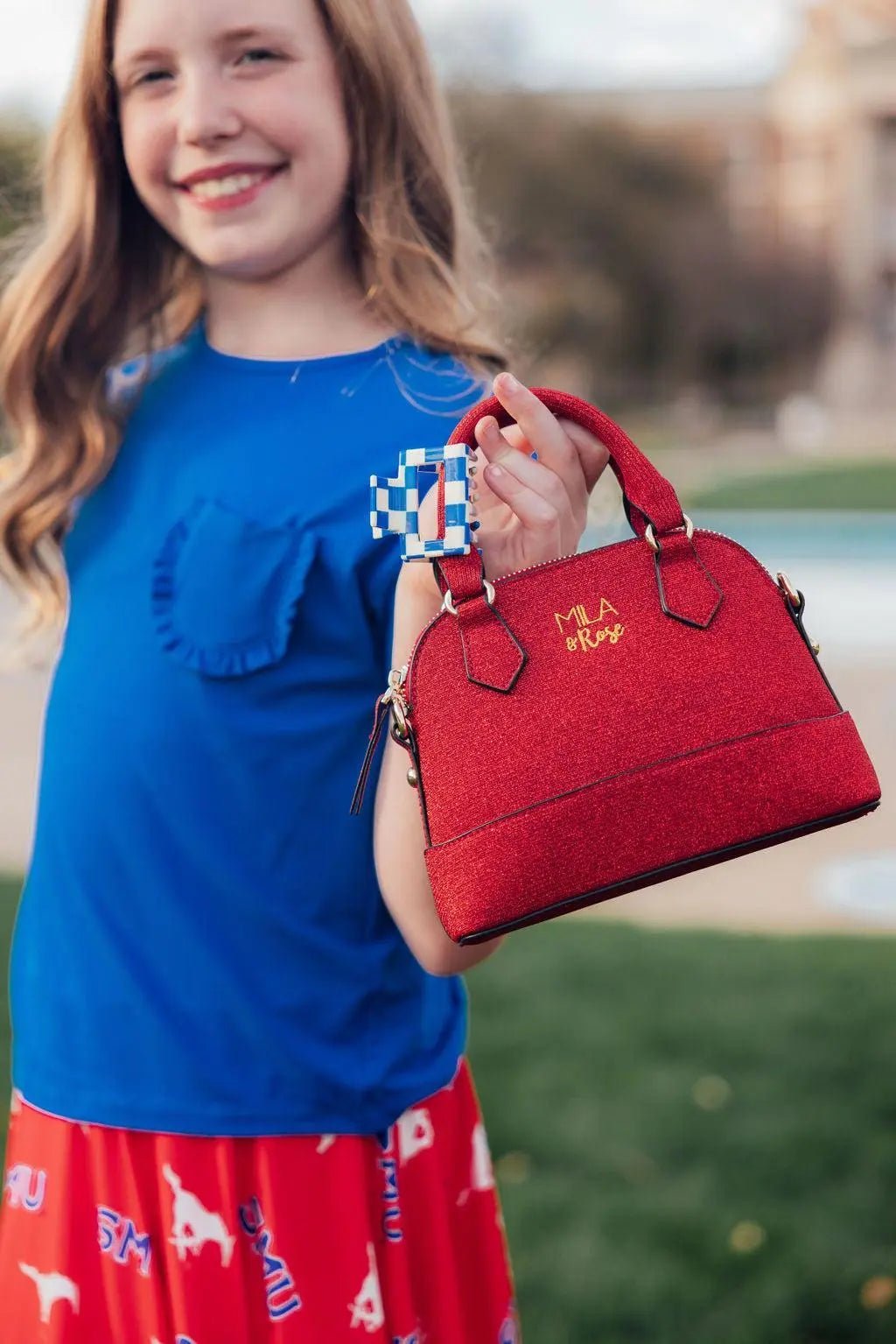 Mila & Rose ® Red Shimmer Girl's Crossbody Purse - 