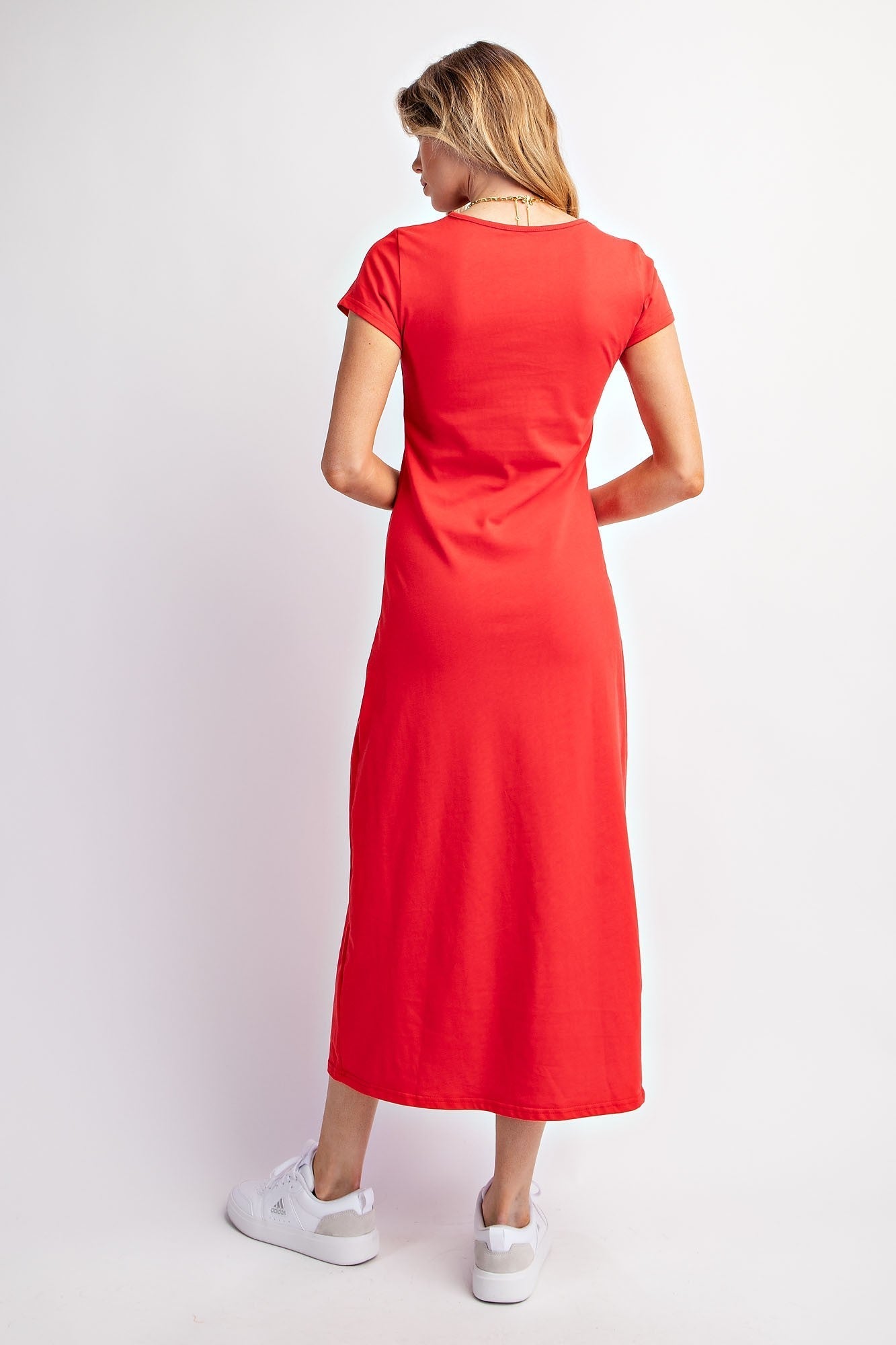 PinkBlush Red Short Sleeve Midi T-Shirt Dress - 