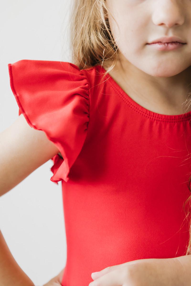 Mila & Rose ® Red S/S Flutter Sleeve LeotardEveretts Place