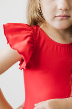 Mila & Rose ® Red S/S Flutter Sleeve LeotardEveretts Place