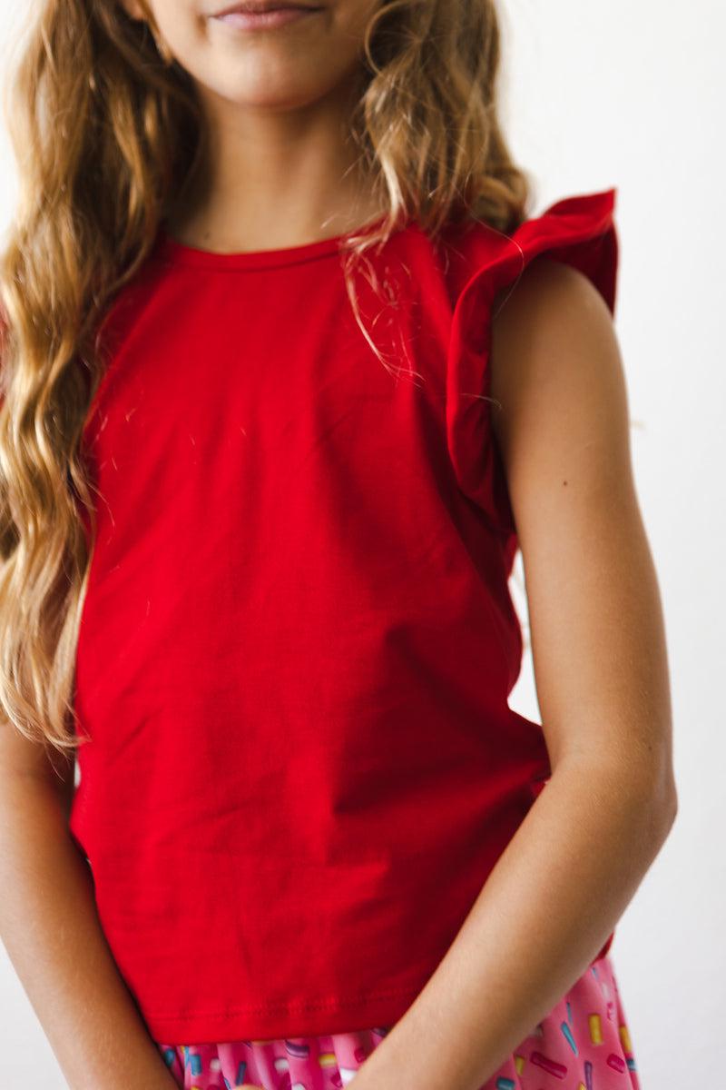 Mila & Rose ® Red S/S Ruffle TeeEveretts Place