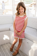 Mebie Baby Red Stripe Knit Short Tank Set - 