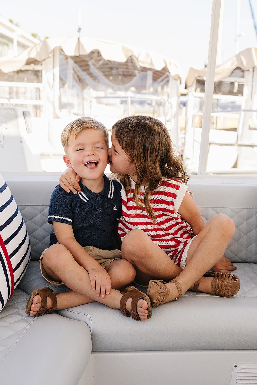 Mebie Baby Red Stripe Knit Short Tank Set - 