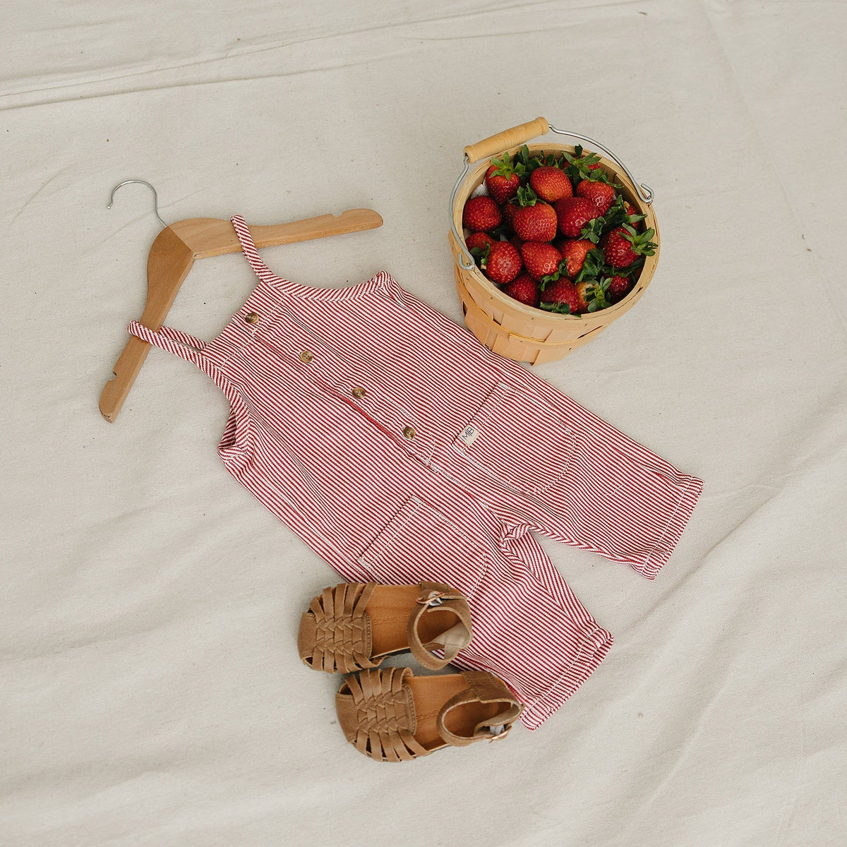 Mebie Baby Red Stripe Overalls - 
