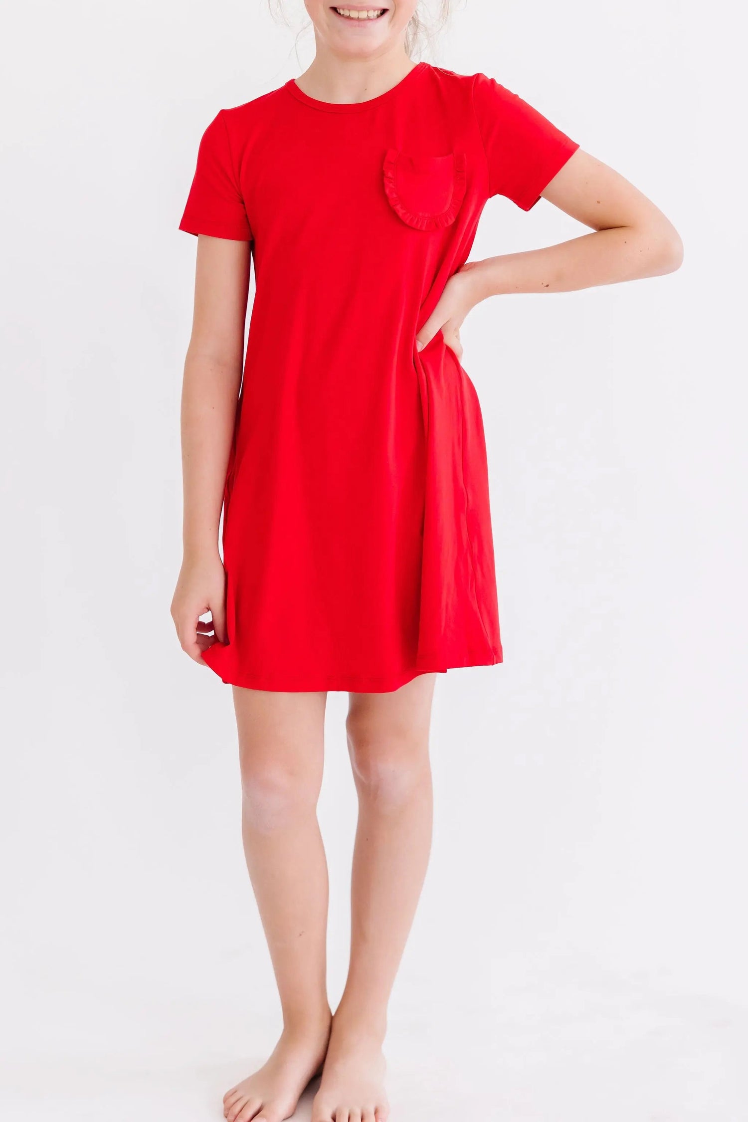 Red T-Shirt Dress - Sleeve, Red, Shoulder, Dress, One-piece garment | Everetts Place