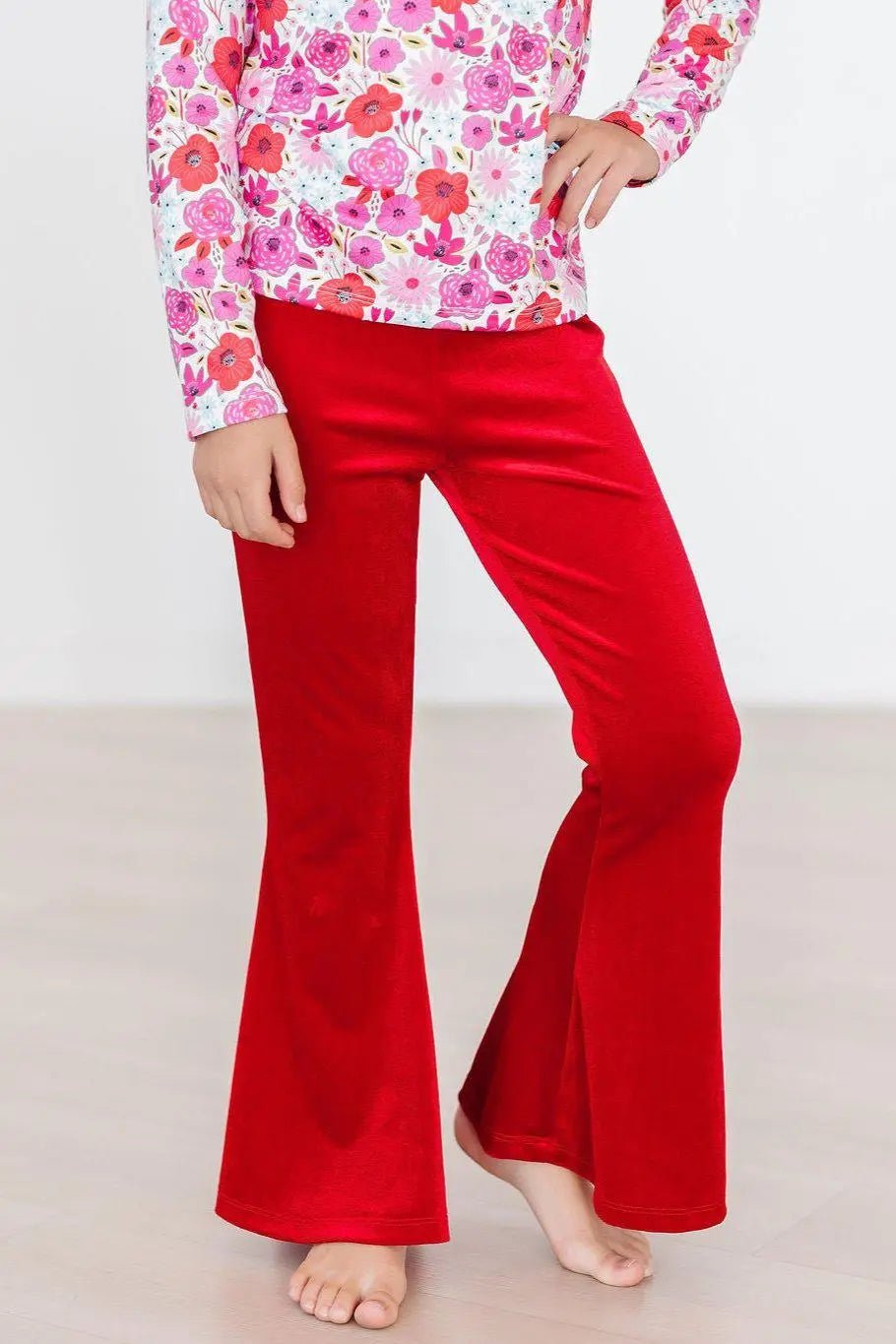 Mila & Rose ® Red Velvet Bells Pants for Girls Modern Fall Styles - 