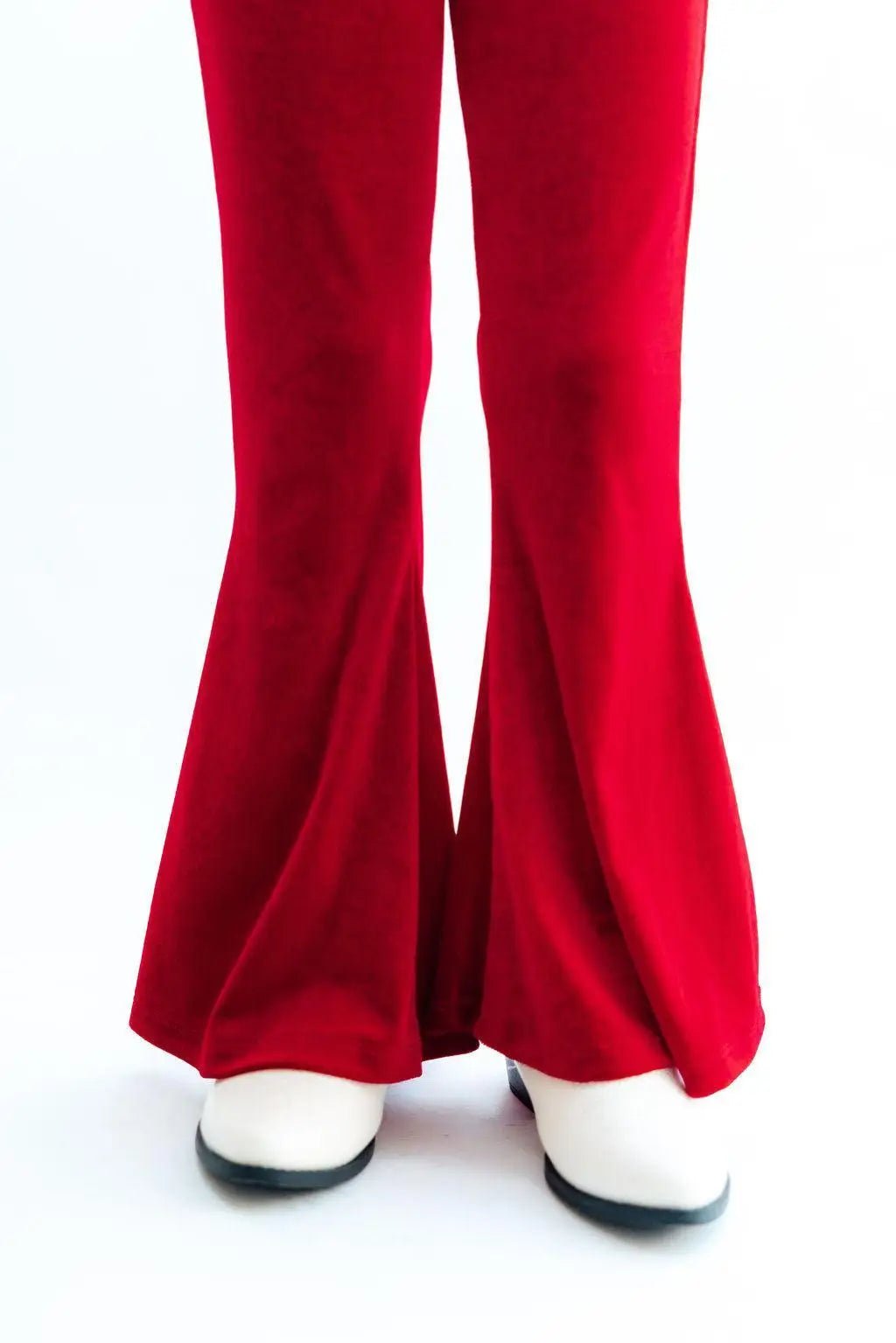 Mila & Rose ® Red Velvet Bells Pants for Girls Modern Fall Styles - 