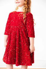 Red Velvet Sequin Dress - Red, Fashion, Textile, Day Dress, One-piece garment | Everetts Place