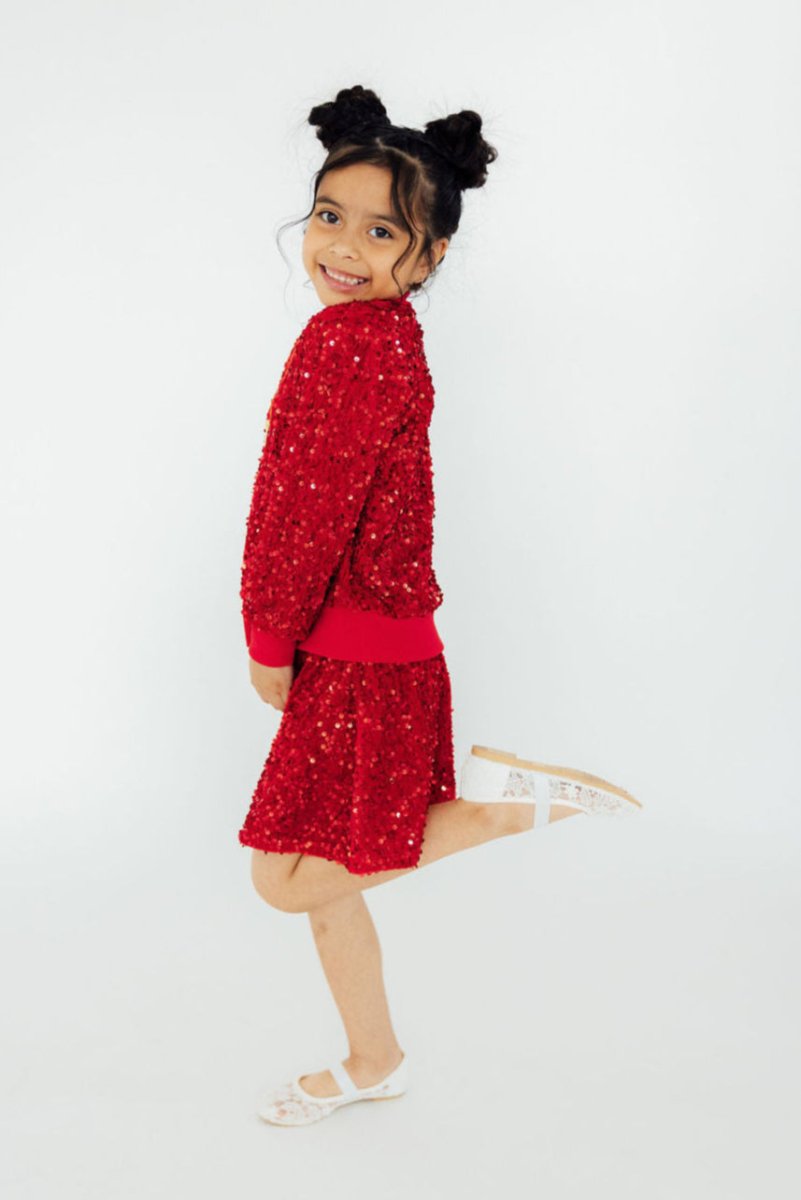 Mila & Rose ® Red Velvet Sequin Twirl Skort - 