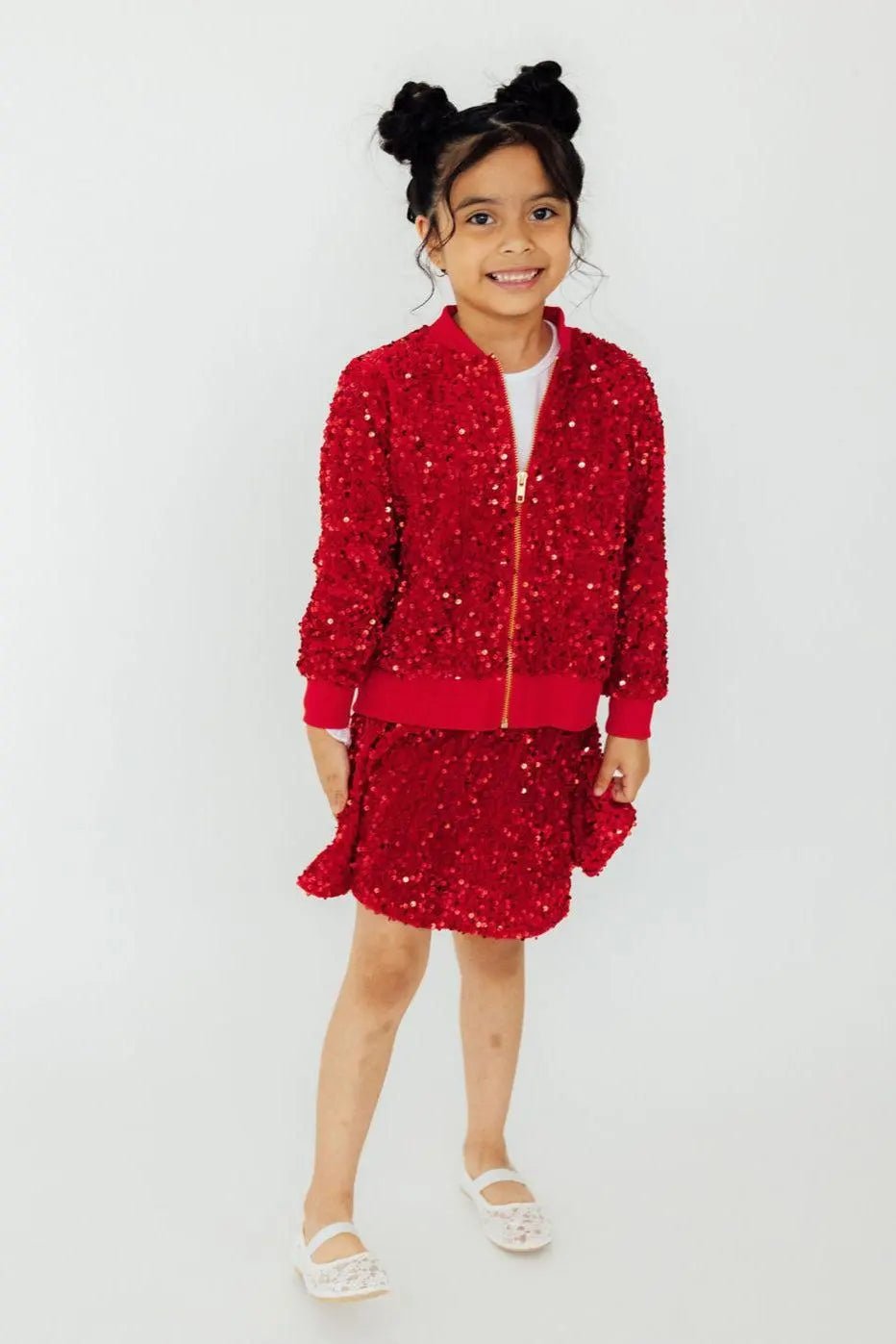 Mila & Rose ® Red Velvet Sequin Twirl Skort - 