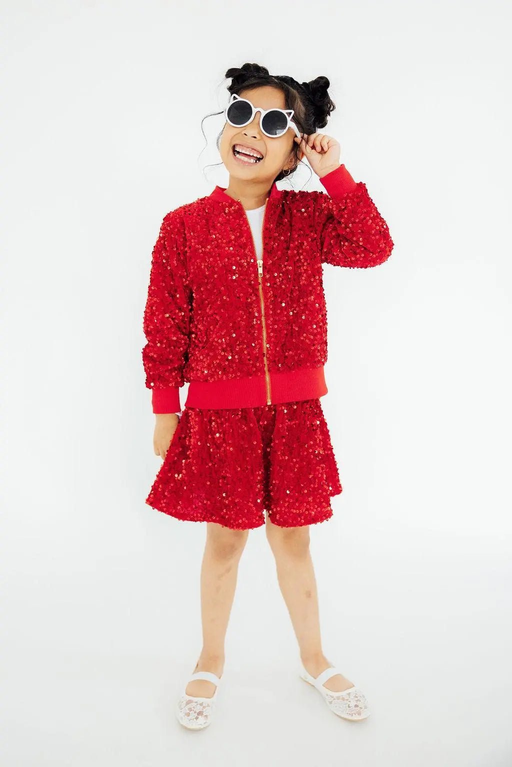 Red Velvet Sequin Twirl Skort - Sleeve, Collar, Fashion, Pink, Child | Everetts Place
