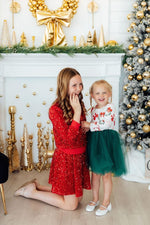 Mila & Rose ® Red Velvet Sequin Twirl Skort - 