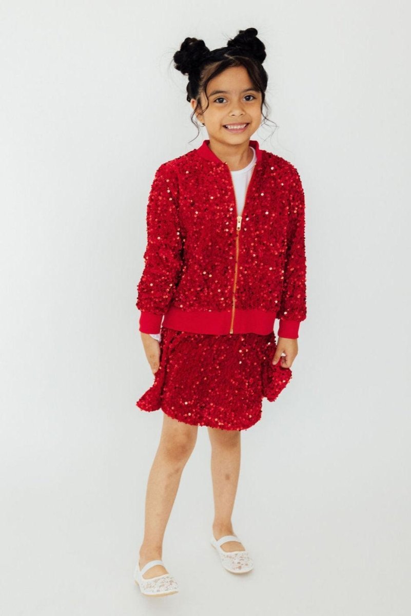 Mila & Rose ® Red Velvet Sequin Twirl Skort - 