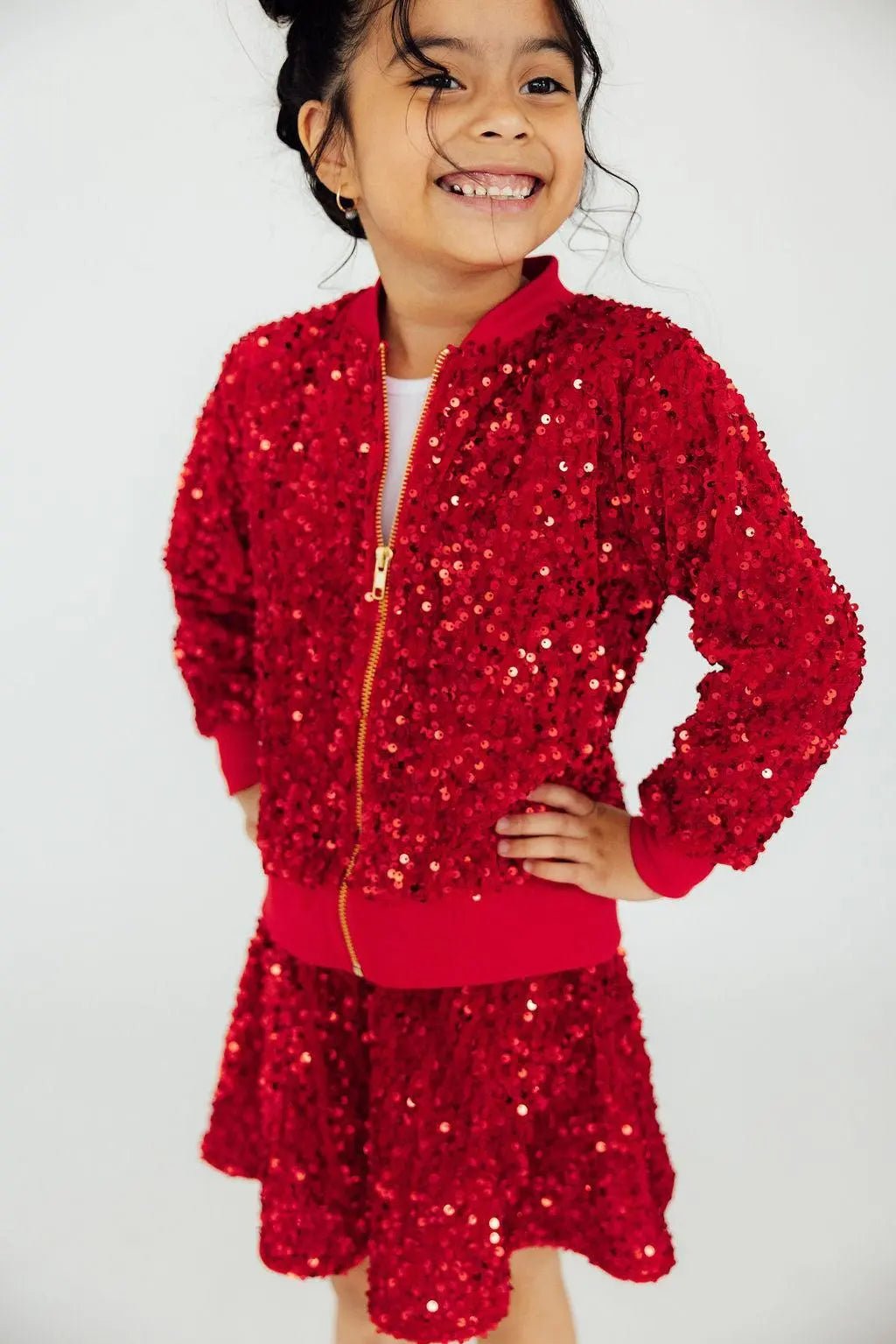 Mila & Rose ® Red Velvet Sequin Twirl Skort - 