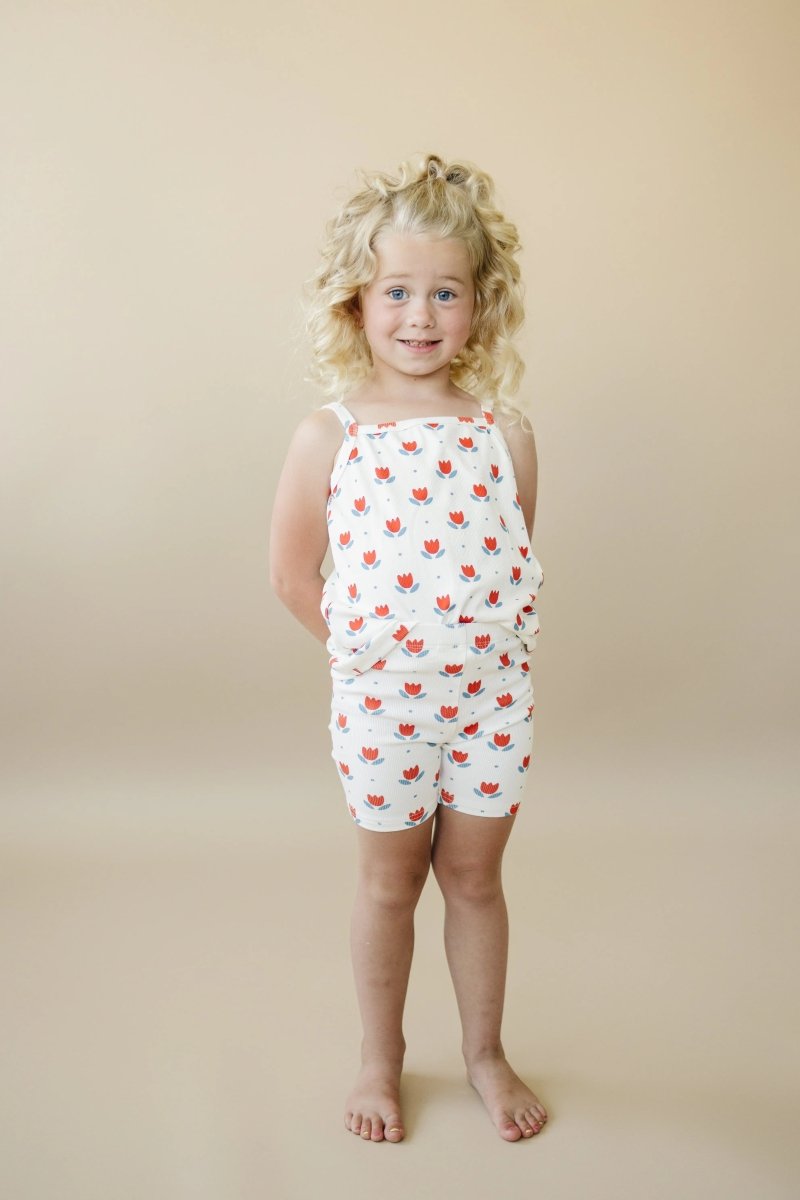 Little Joy Co. Red White And Blue Tulip Ribbed Bamboo Two Piece Tank Set - Everetts Place Boutique - 