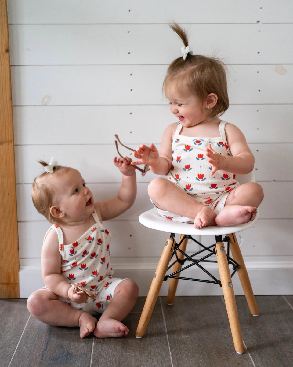 Little Joy Co. Red White And Blue Tulip Ribbed Bamboo Two Piece Tank Set - Everetts Place Boutique - 