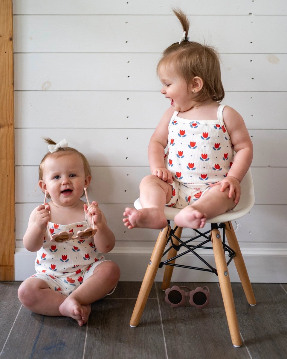 Little Joy Co. Red White And Blue Tulip Ribbed Bamboo Two Piece Tank Set - Everetts Place Boutique - 