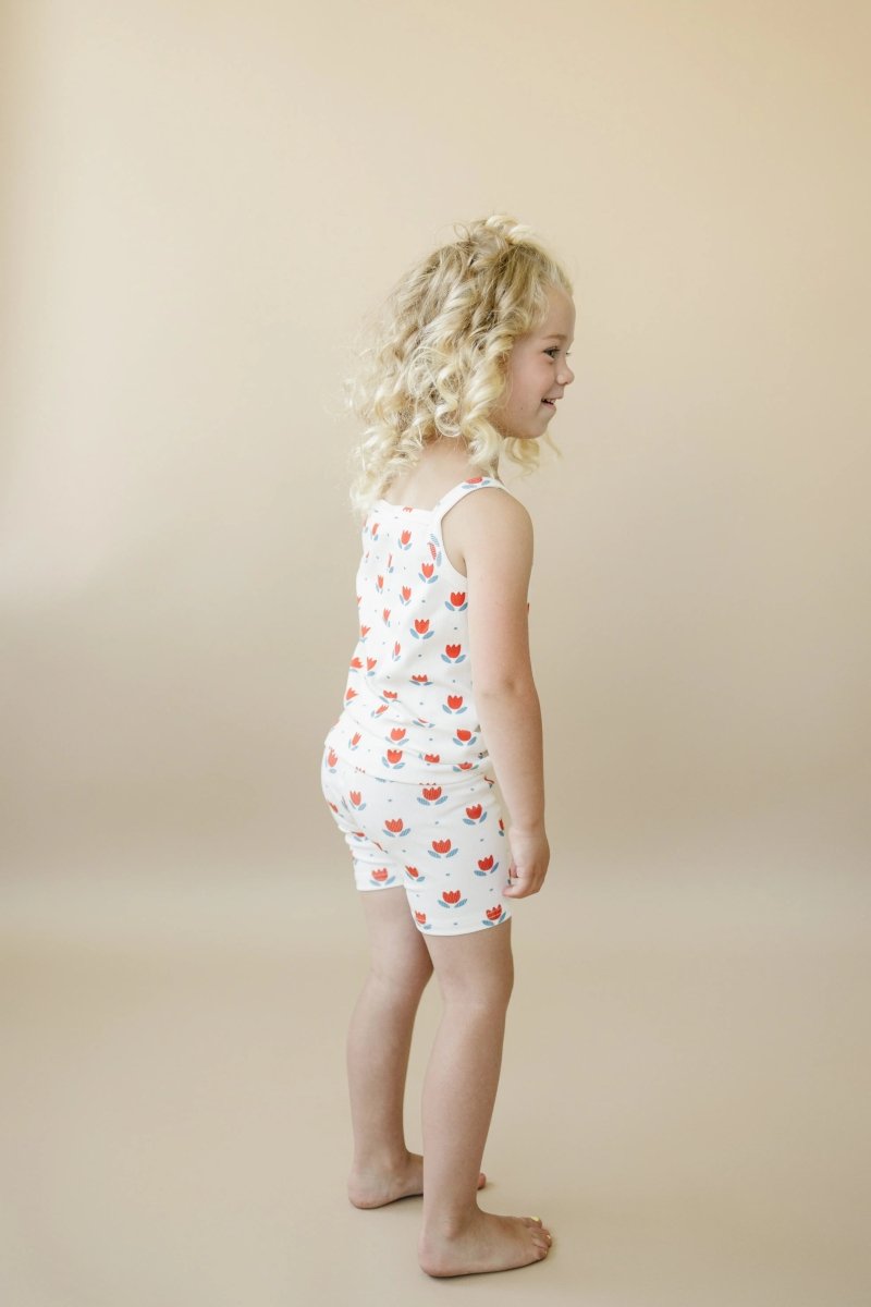 Little Joy Co. Red White And Blue Tulip Ribbed Bamboo Two Piece Tank Set - Everetts Place Boutique - 