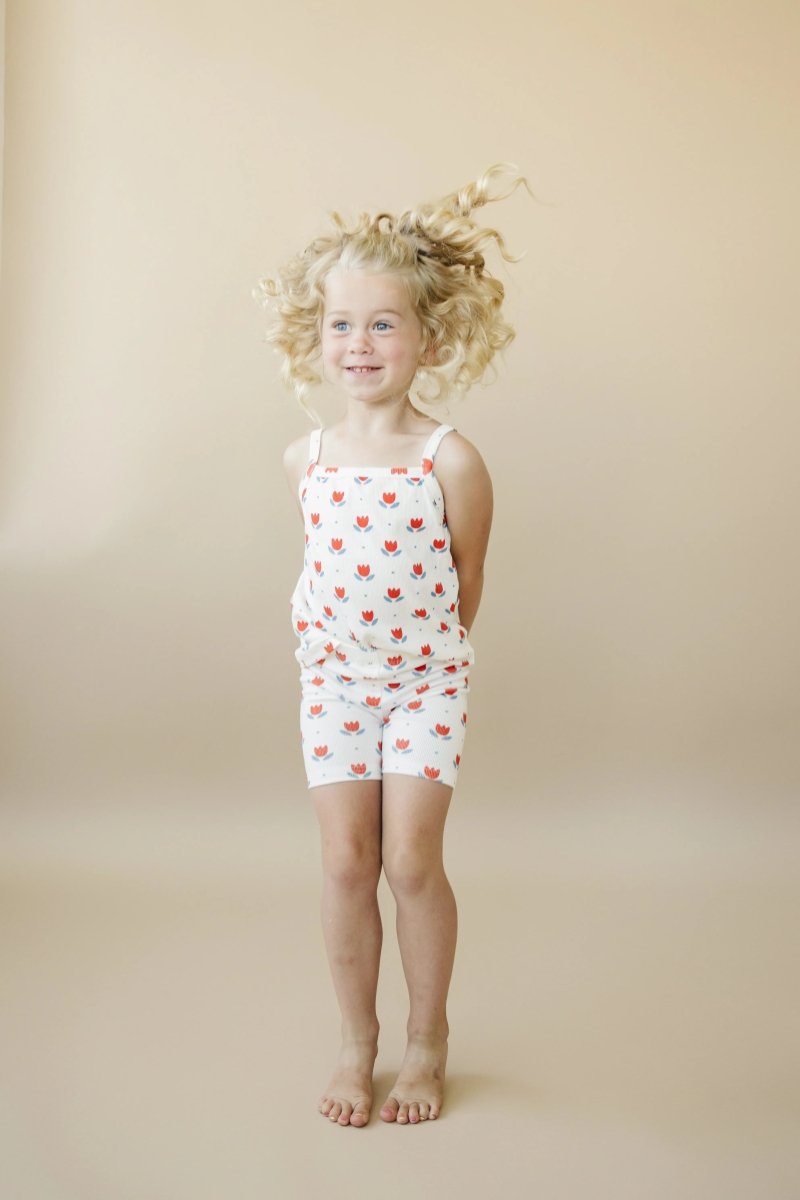 Little Joy Co. Red White And Blue Tulip Ribbed Bamboo Two Piece Tank Set - Everetts Place Boutique - 
