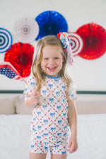 Red White and Bows Two Piece Bamboo Pajamas for Kids - Everetts Place Boutique - 