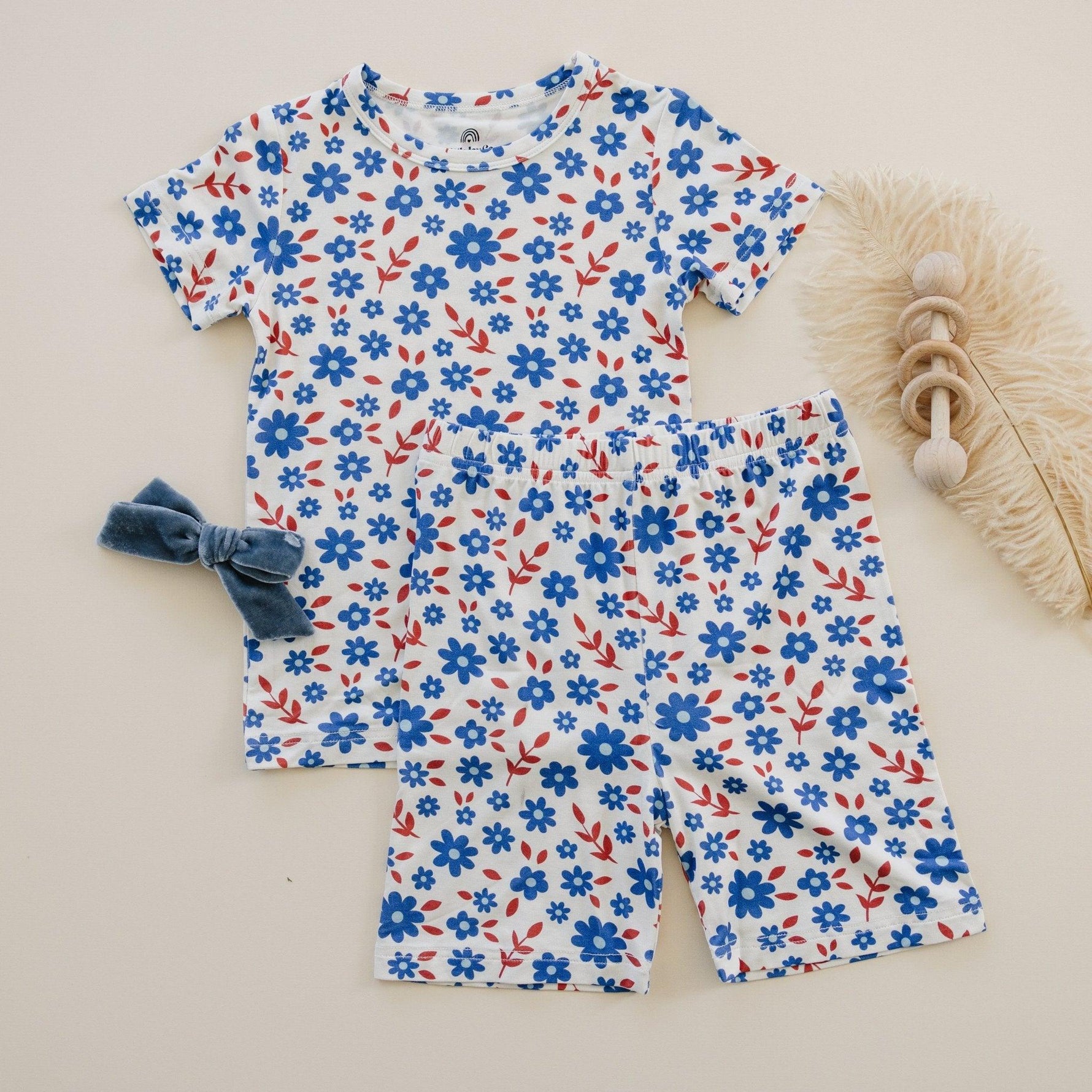 Red White & Blooms 2pc Bamboo Pajamas *4T left by Little Joy Co. at Everetts Place