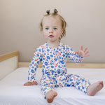 Red White & Blooms Bamboo Zippy Romper *3-6m left by Little Joy Co. at Everetts Place