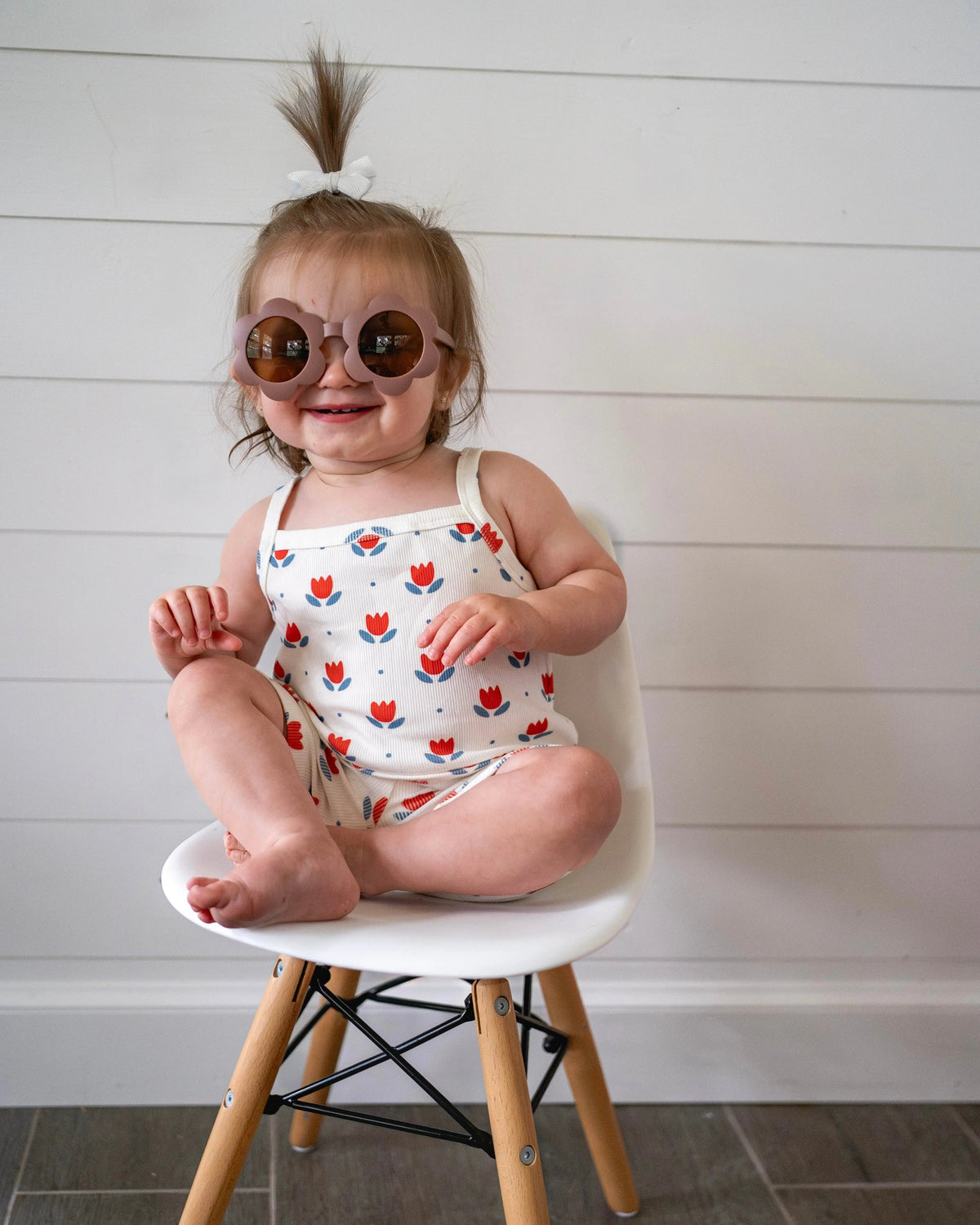 Little Joy Co. Red White & Blue Tulip Ribbed Bamboo 2pc Tank Set - 