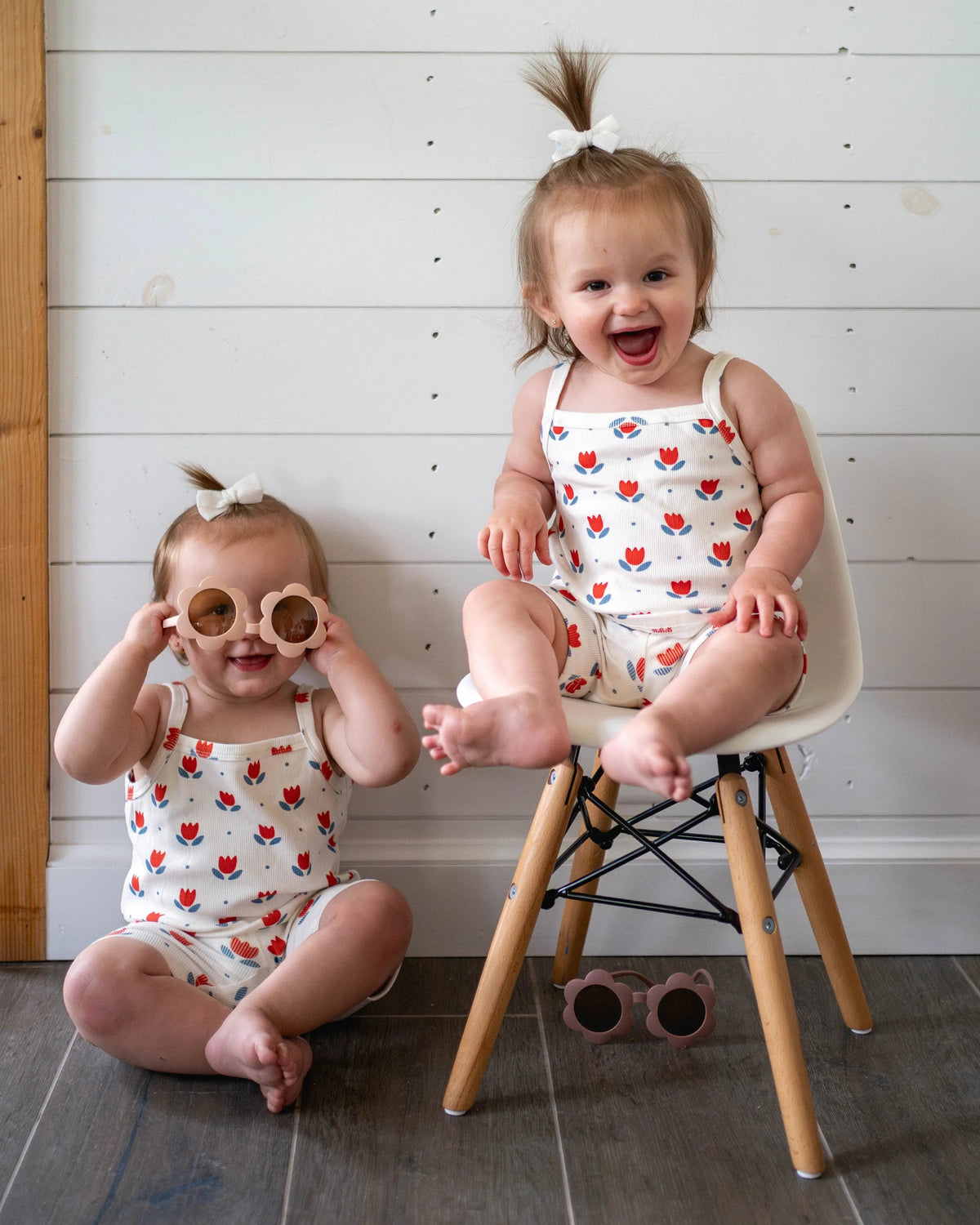 Little Joy Co. Red White & Blue Tulip Ribbed Bamboo 2pc Tank Set - 