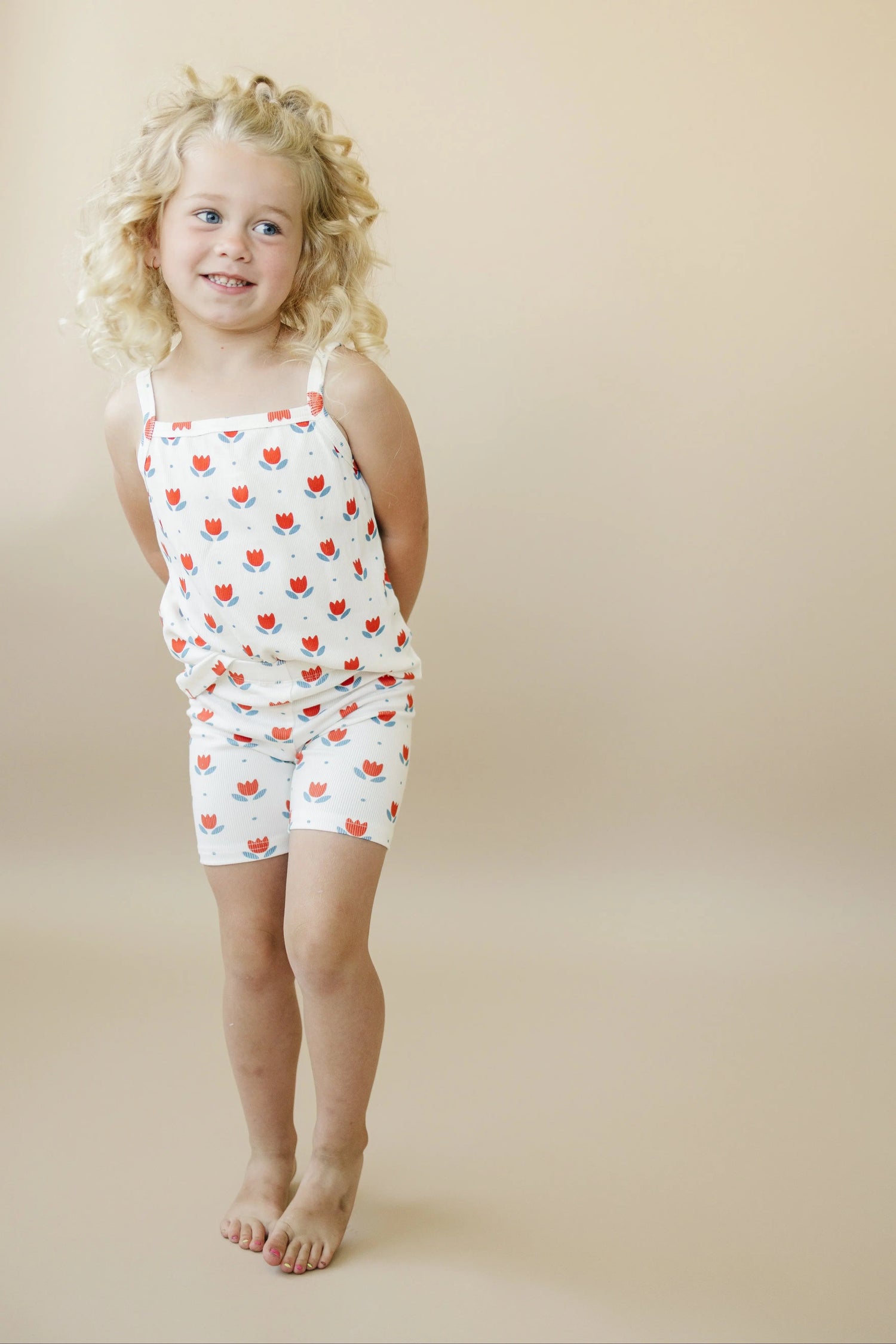 Little Joy Co. Red White & Blue Tulip Ribbed Bamboo 2pc Tank Set - 