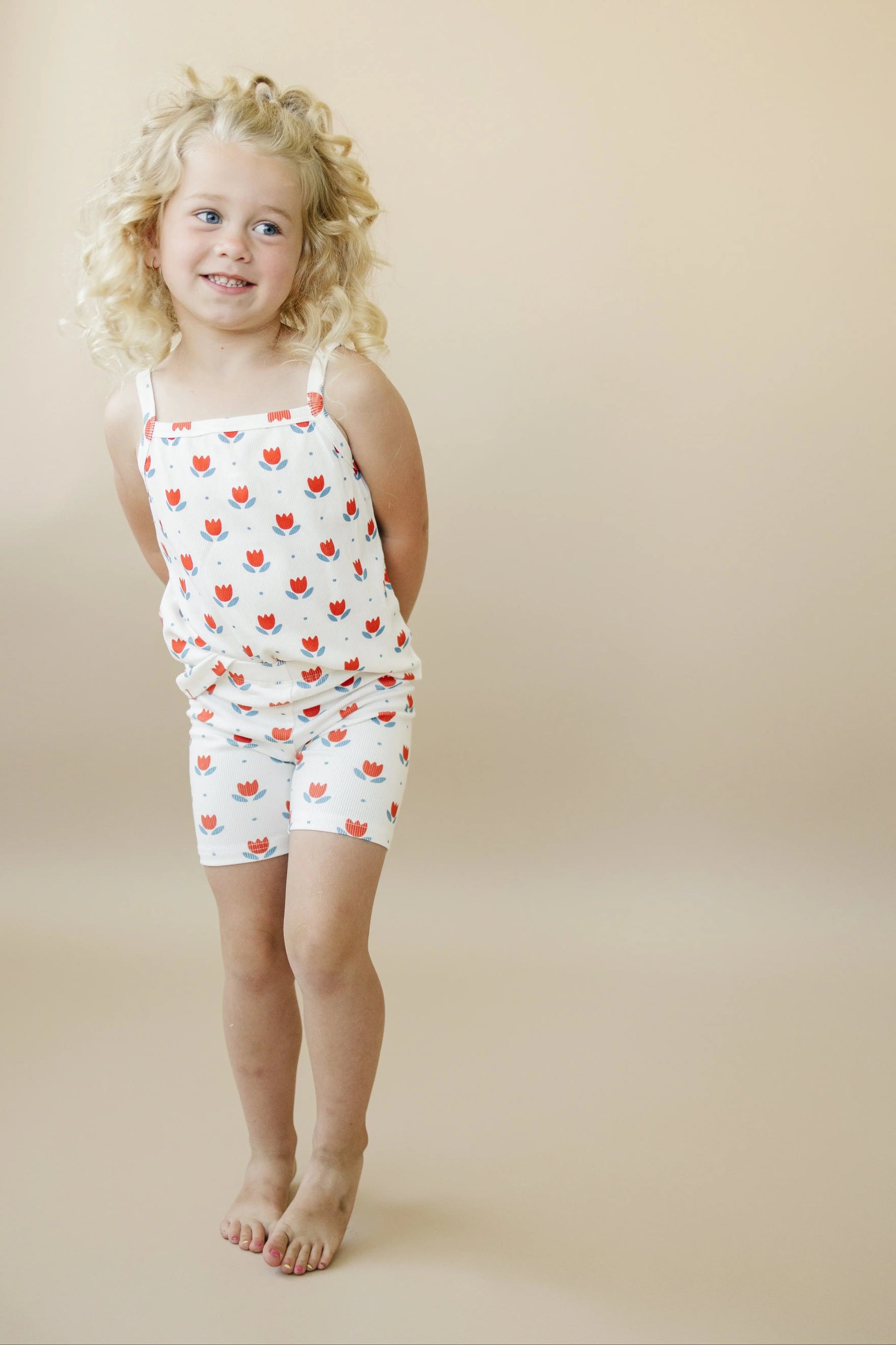 Little Joy Co. Red White & Blue Tulip Ribbed Bamboo 2pc Tank Set - 