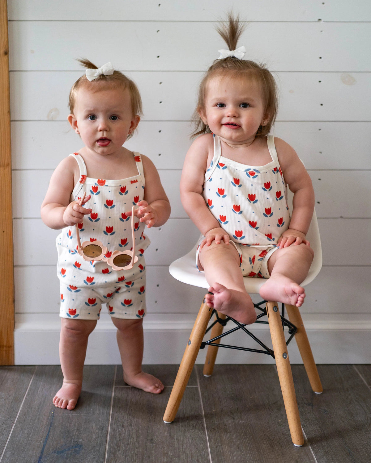 Little Joy Co. Red White & Blue Tulip Ribbed Bamboo 2pc Tank Set - 