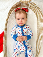 Little Joy Co. Red White Bows Bamboo Zippy Romper For Baby Girls And Boys - Everetts Place Boutique - 