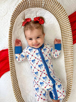 Little Joy Co. Red White Bows Bamboo Zippy Romper For Baby Girls And Boys - Everetts Place Boutique - 