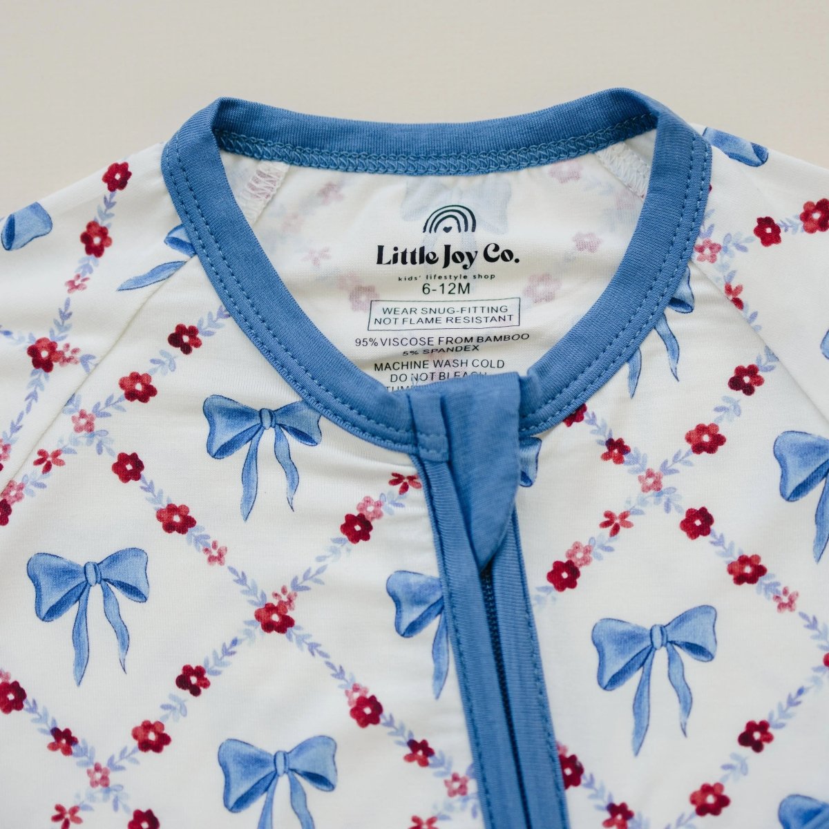 Little Joy Co. Red White Bows Bamboo Zippy Romper For Baby Girls And Boys - Everetts Place Boutique - 