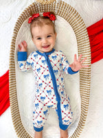 Little Joy Co. Red White Bows Bamboo Zippy Romper For Baby Girls And Boys - Everetts Place Boutique - 