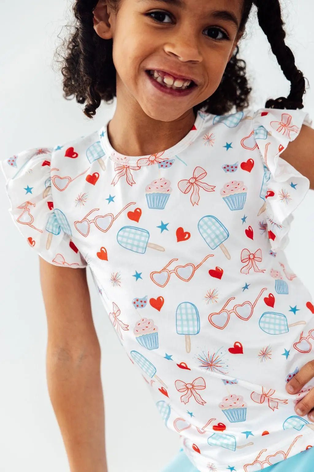 Mila & Rose ® Red, White, & Sweet S/S Ruffle Tee - 