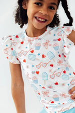 Mila & Rose ® Red, White, & Sweet S/S Ruffle Tee - 