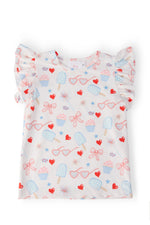 Mila & Rose ® Red, White, & Sweet S/S Ruffle Tee - 