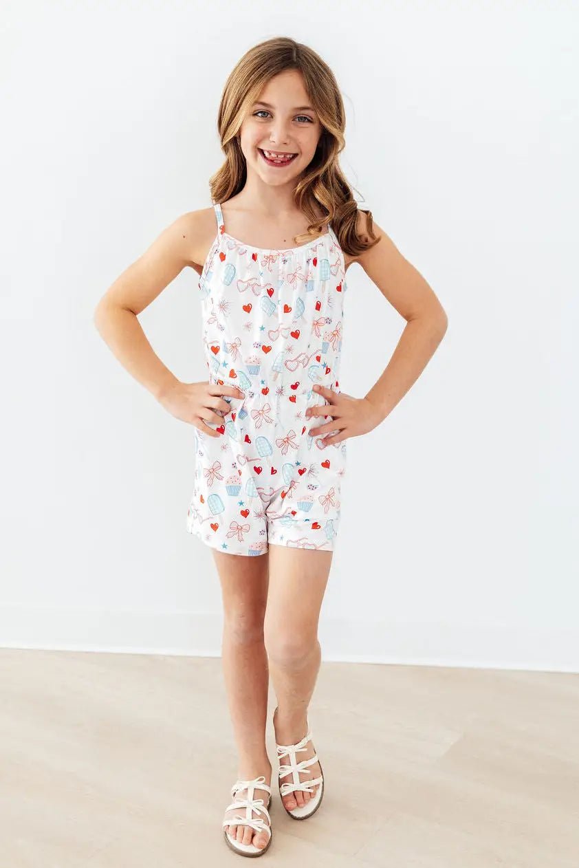 Mila & Rose ® Red, White, & Sweet Strappy Play Romper - 